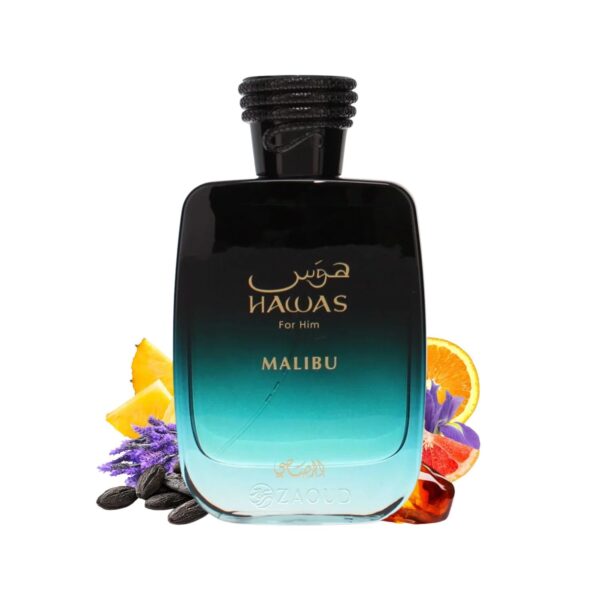 Rasasi, Rasasi Hawas Malibu, Hawas Malibu, Hawas For Him, Perfume para hombre, Perfume masculino, Eau de Parfum, EDP 100 ml, Perfume tropical, Perfume de piña, Perfume frutal, Perfume cítrico, Perfume dulce, Perfume amaderado, Perfume con haba tonka, Perfume para verano, Perfume para citas, Perfumes árabes, Perfumes en Guatemala